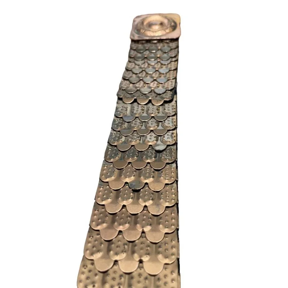 Vintage PAMART MFG Metal Scales Stretch Goldtone Belt 28"L x 2"W - Picture 7 of 9